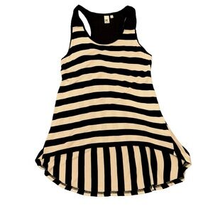 14TH and UNION racerback tank top black tan stripes size small lightweight